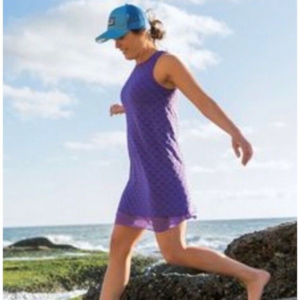 Title Nine Illusion Dress Womens‎ Small Laser Cut Athletic Nimblene Mini Purple